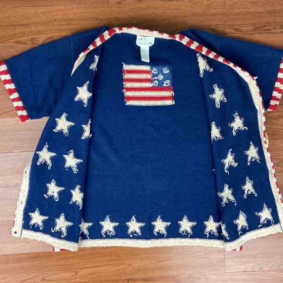 The Quacker Factory Button Down Knit Sweater American Flag Academia Size Large - Picture 16 of 16